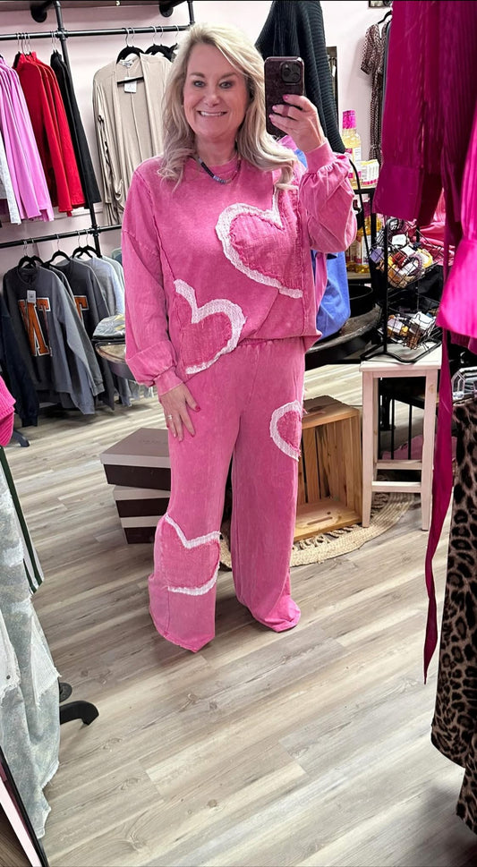 J. Her Mineral Washed Valentine’s Heart Sweatpants