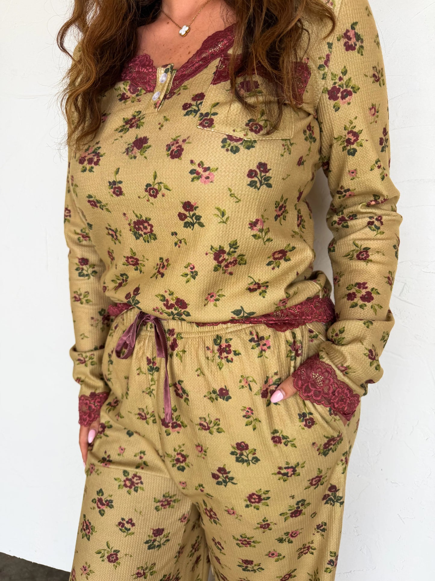 PREORDER - Floral & Lace Waffle PJ Sets