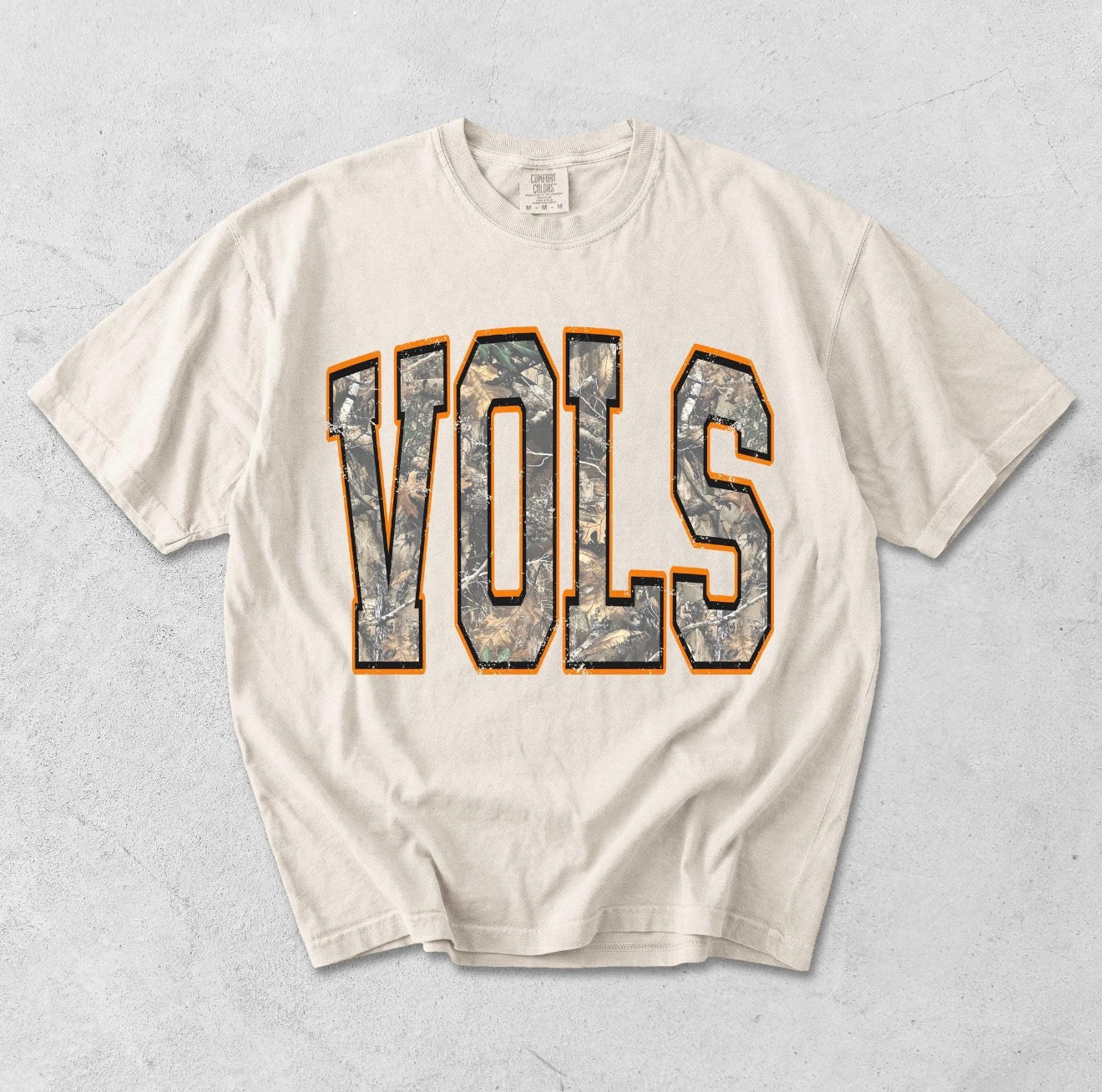 Vols Washed Camo Orange Outline Comfort Colors Tee