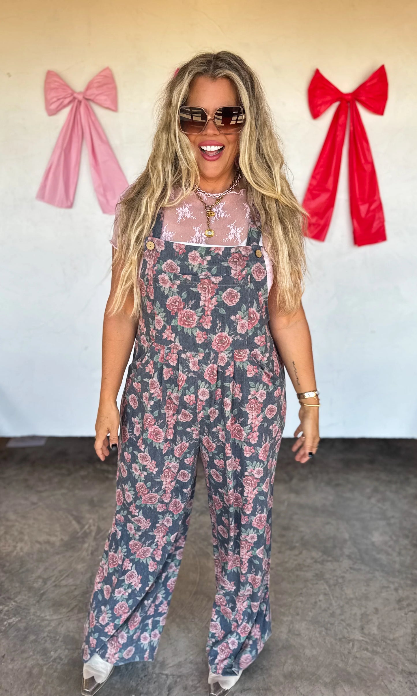 PREORDER - Cassidy Floral Denim Overalls