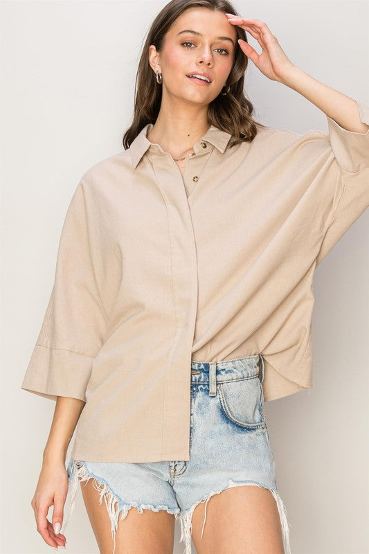 Washed Linen Oversized Shirt