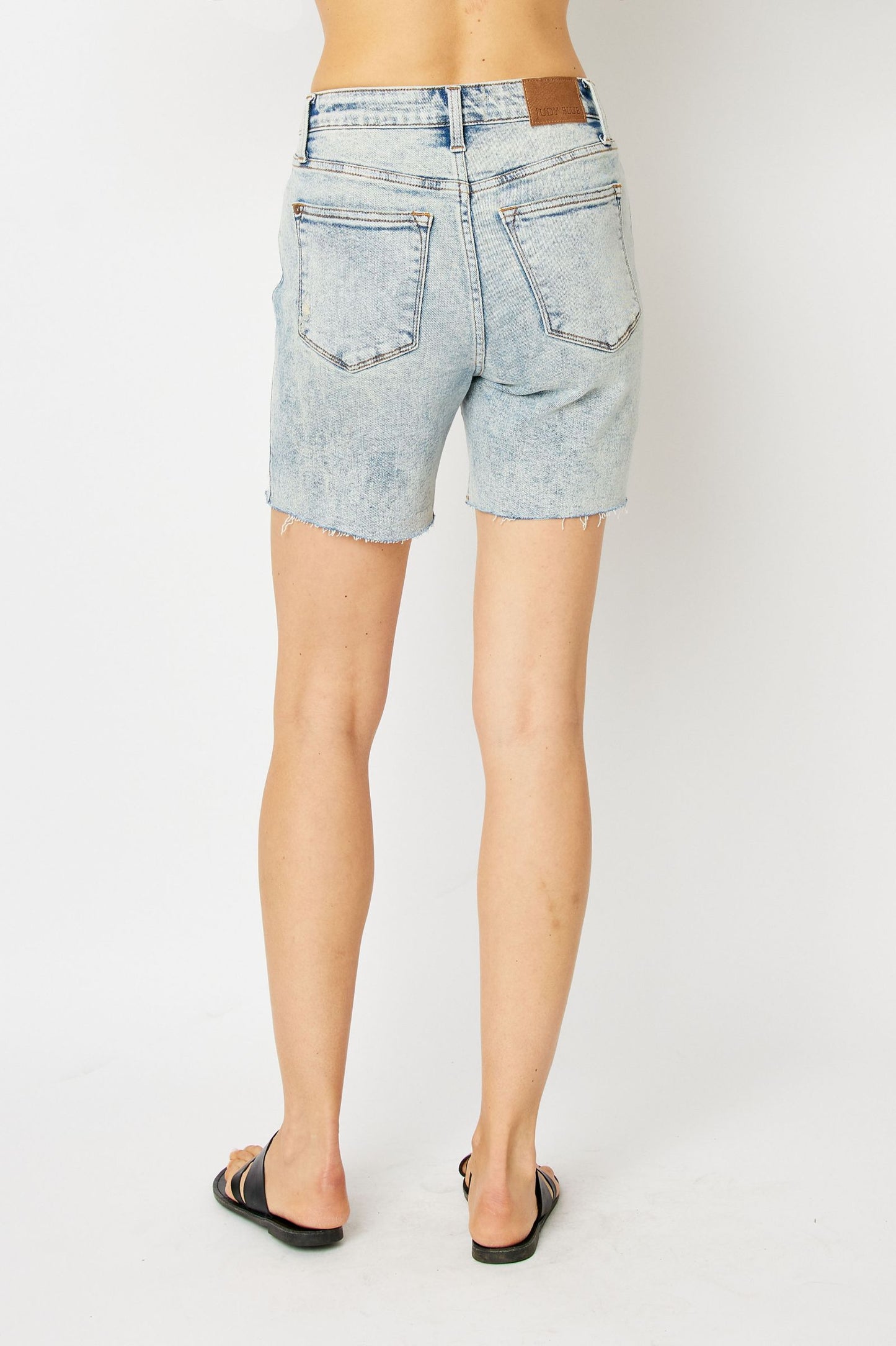 Judy Blue High Waist Mineral Wash Destroyed Boyfriend Shorts