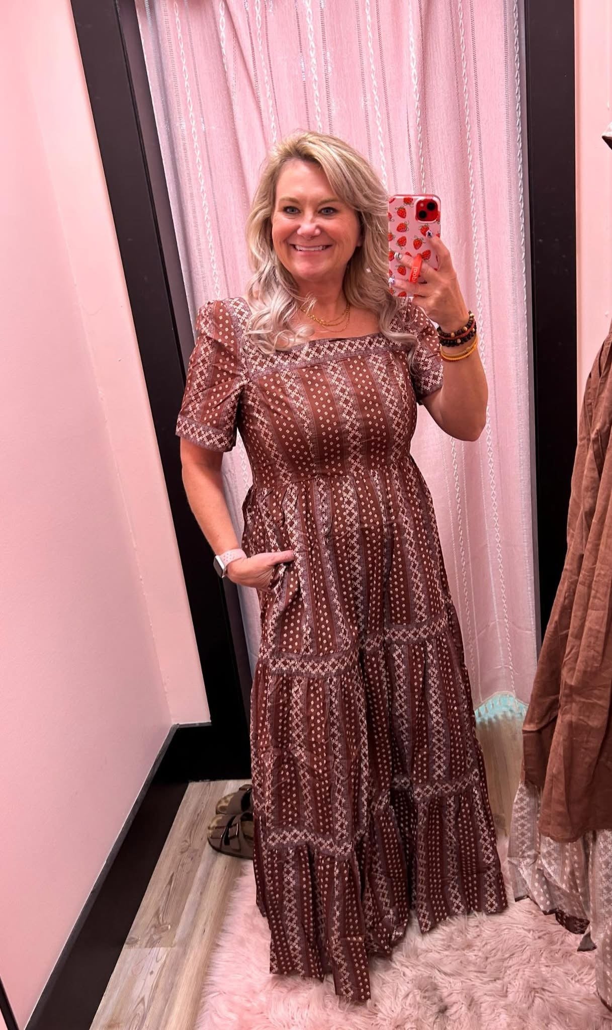 Cotton Border Print Maxi Dress