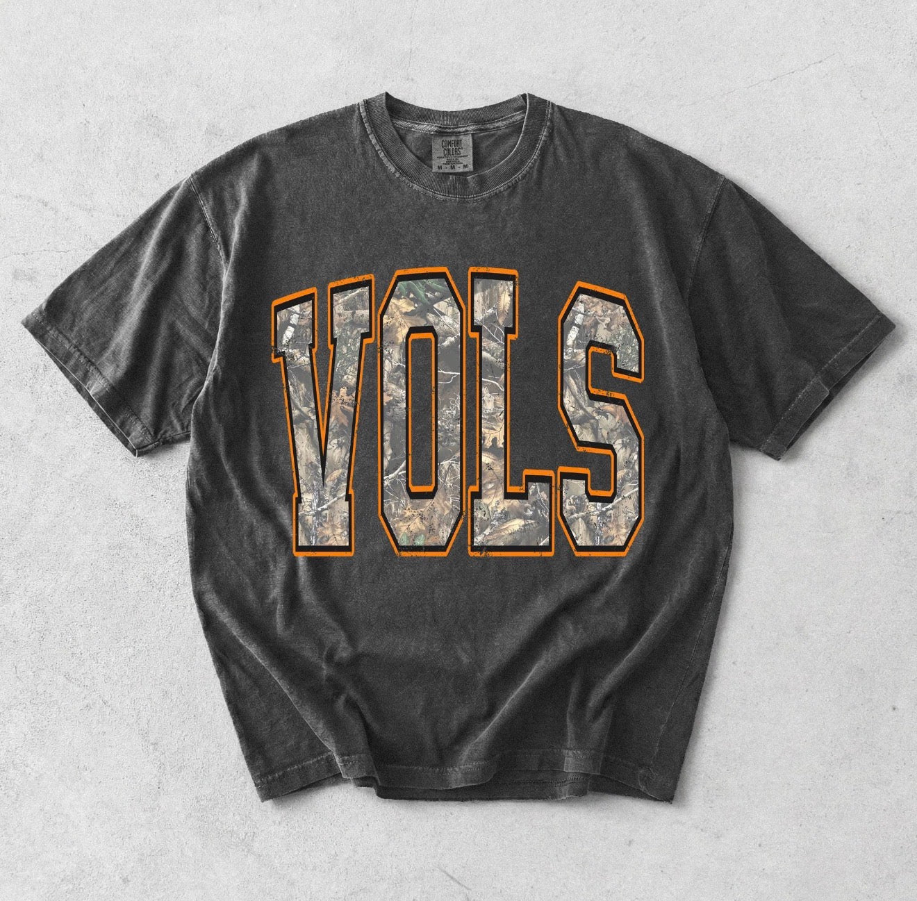 Vols Washed Camo Orange Outline Comfort Colors Tee