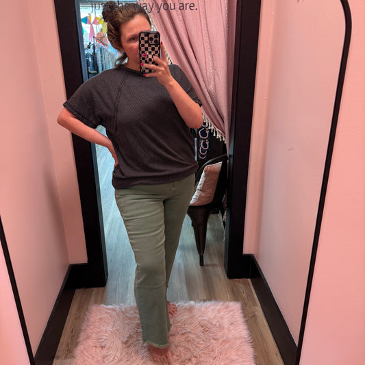 Acid Washed High Waist Frayed Hem Jeans