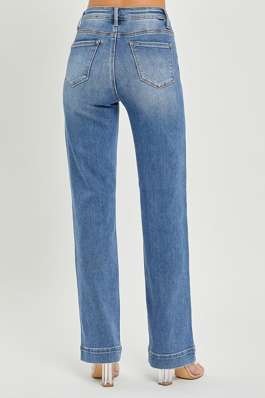 Risen High Rise Straight Jeans