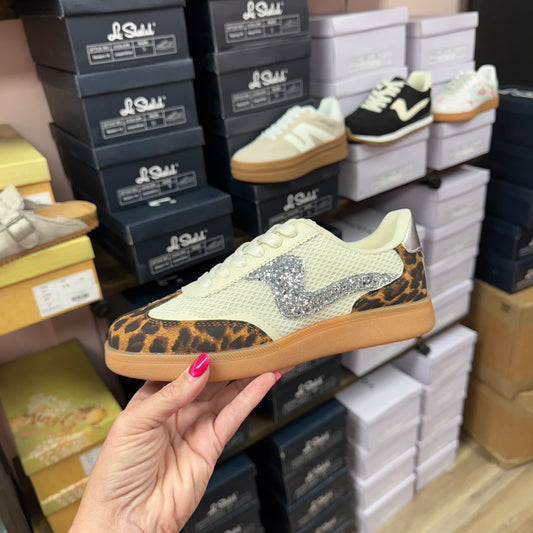 Wavy Swoosh Stripe Court Sneakers - Leopard Silver
