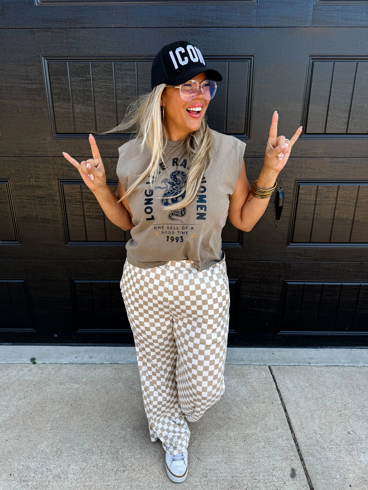 PREORDER - Bold Block Checker Pants - Neutrals