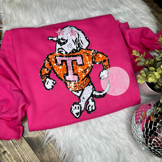 Faux Sequin Pink Preppy Smokey Sweatshirt