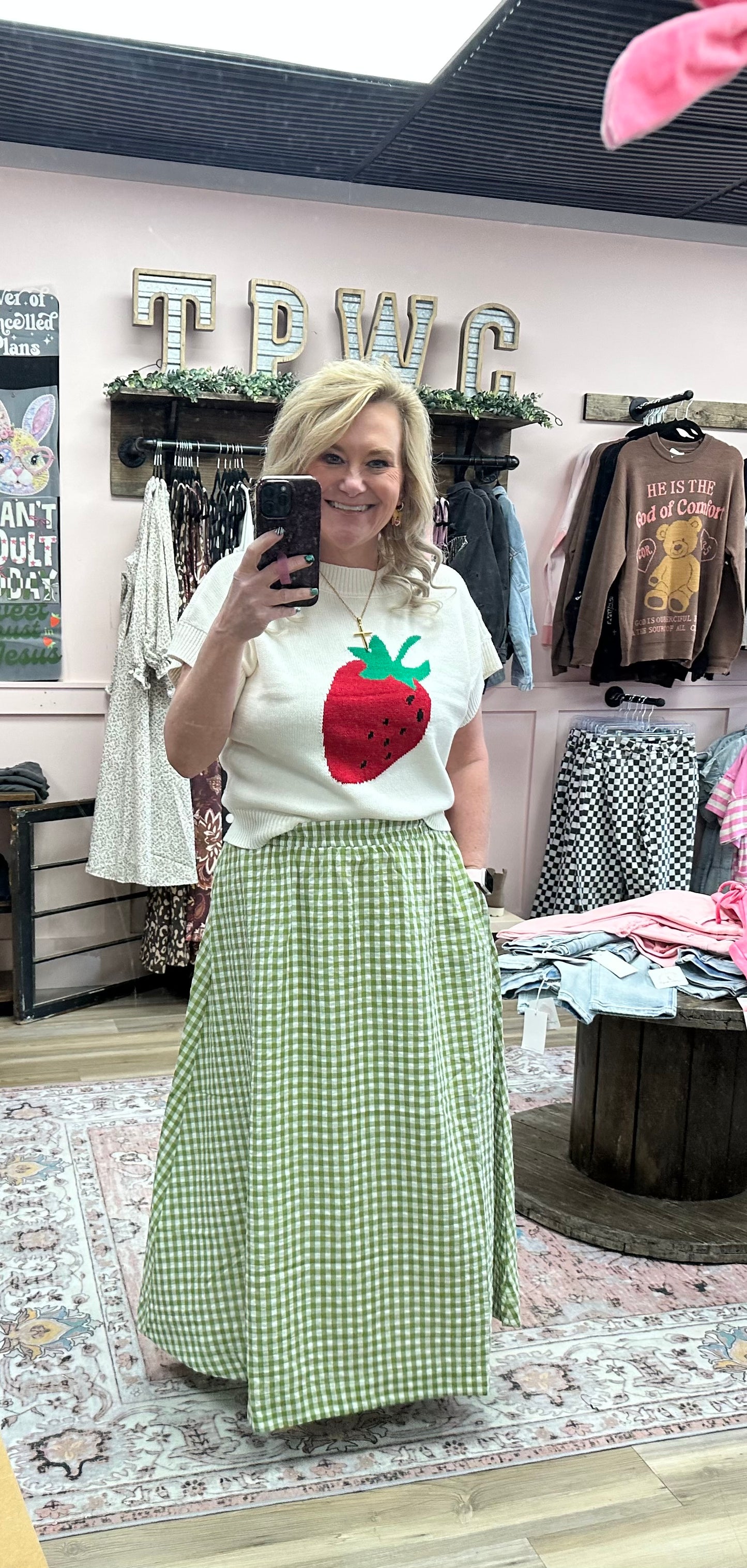 Strawberry Short Sleeve Knit Sweater