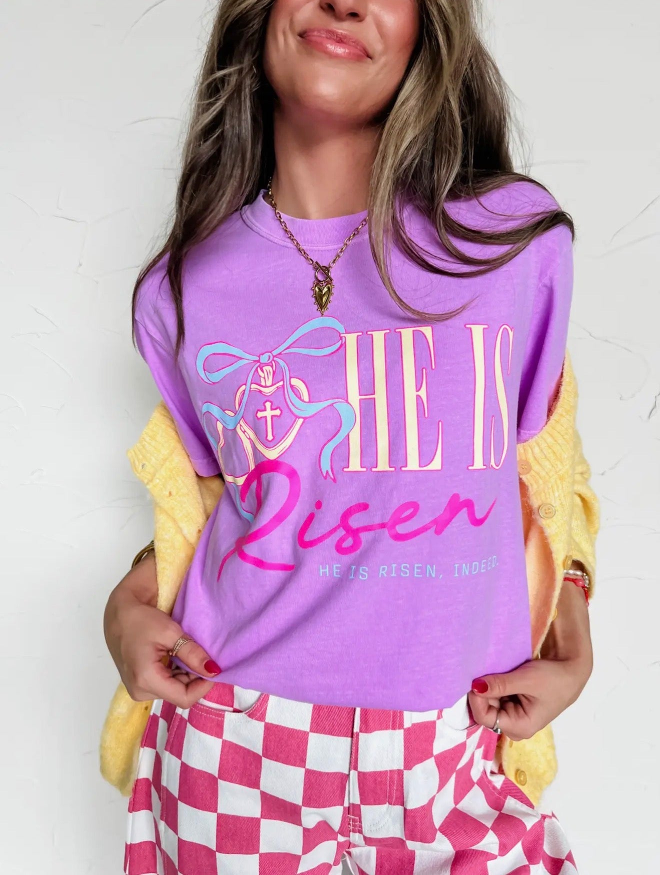 He Is Risen Locket Comfort Colors Tee
