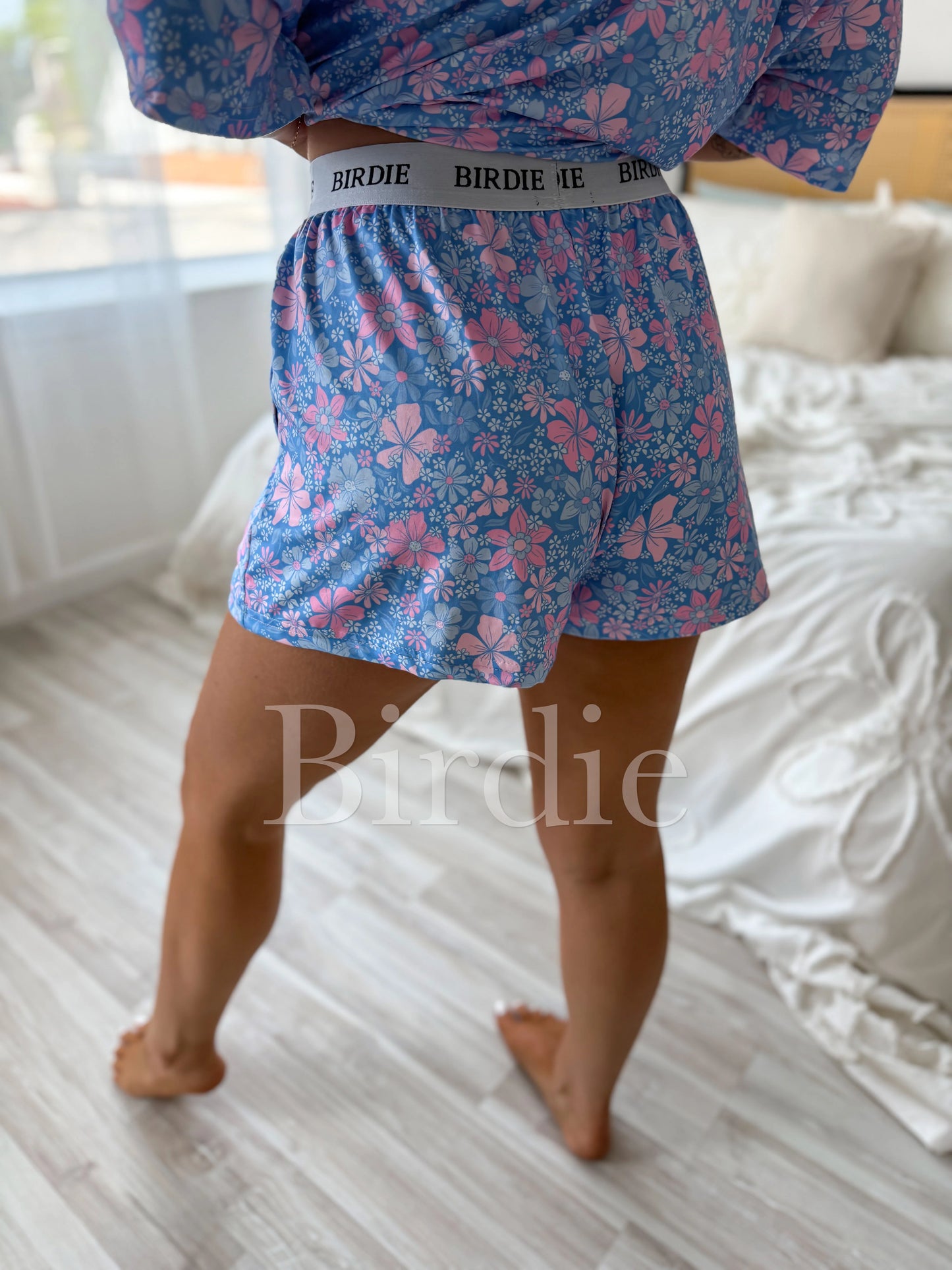 BIRDIE Tee & Boxer Shorts Set - Bluebell Blush