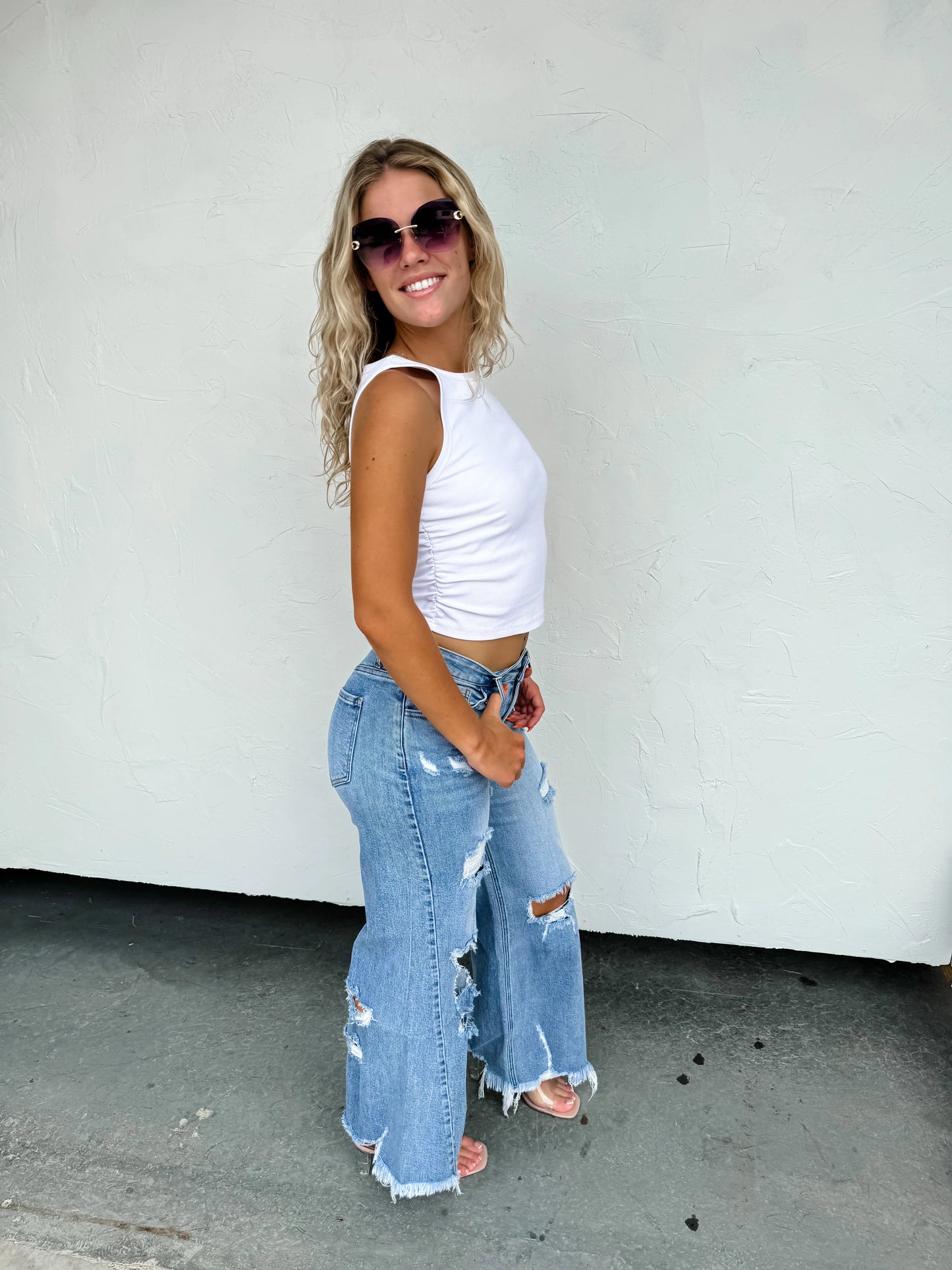 PREORDER - Blakeley Drew Distressed Dad Jeans