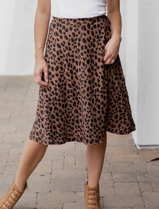 Cheetah Print A-Line Knee Length Skirt