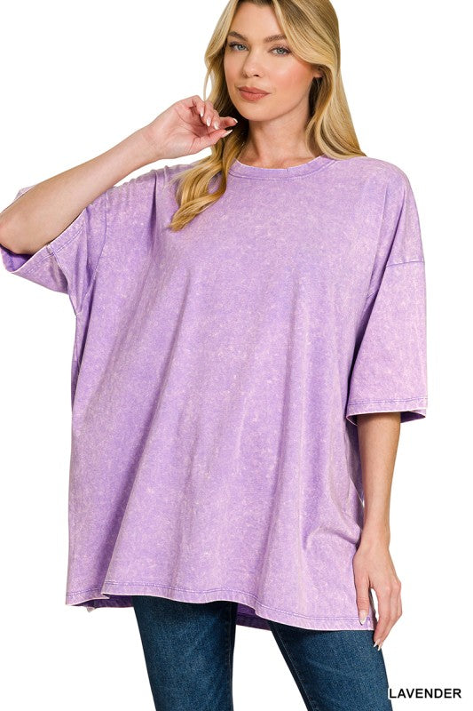 Acid Wash Boyfriend Tee - Lavender