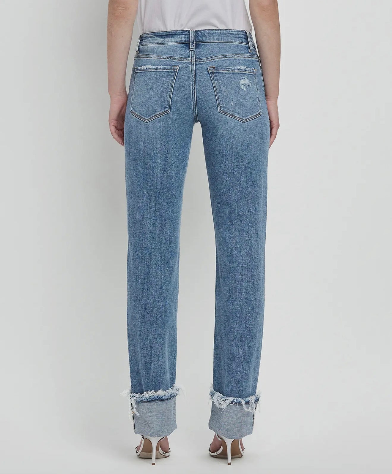 Lovervet Mid Rise Cuffed Straight Jeans