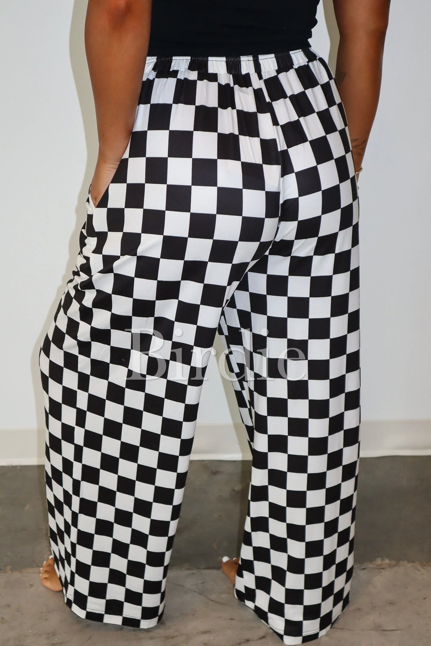 Birdie Black and White Checkered Pants