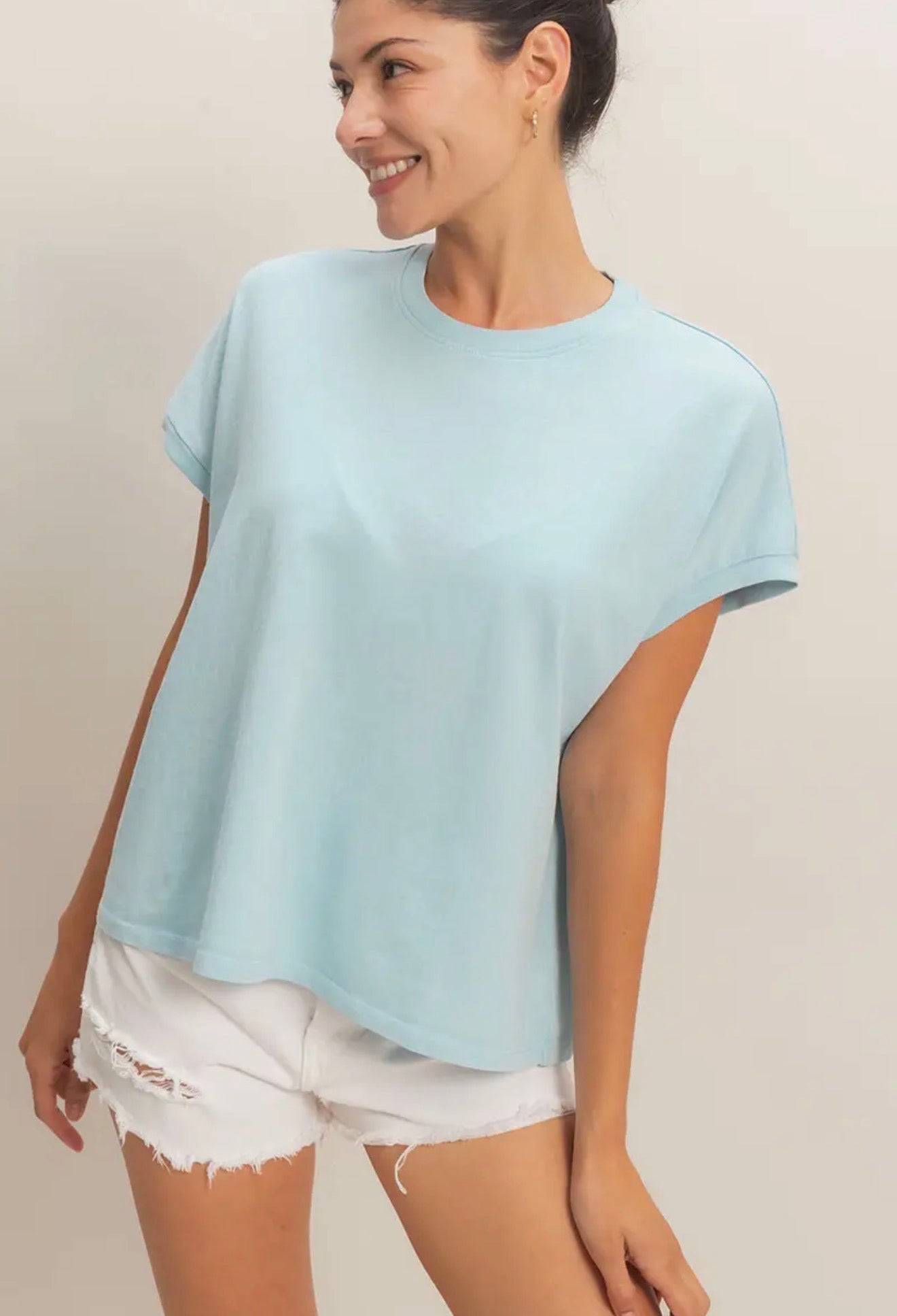 Mineral Wash Capped Sleeve Tee - Blue
