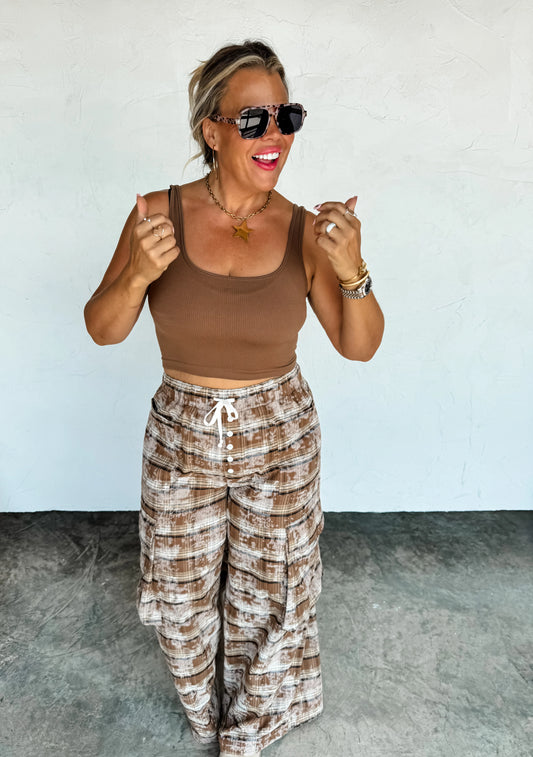 PREORDER - Plaid Behavior Wide Leg Pants