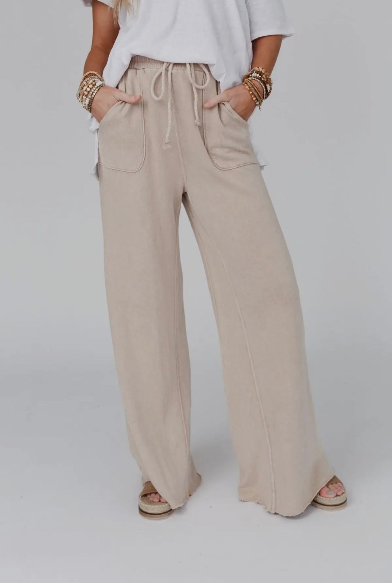 (TBN) Relaxing Robin Wide Leg Pant - New Taupe