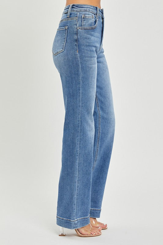 Risen High Rise Straight Jeans