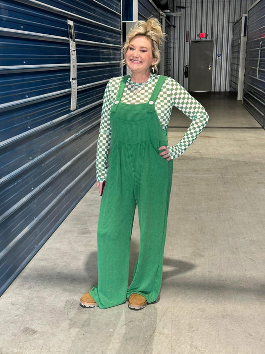 Green Karli Boho Overalls