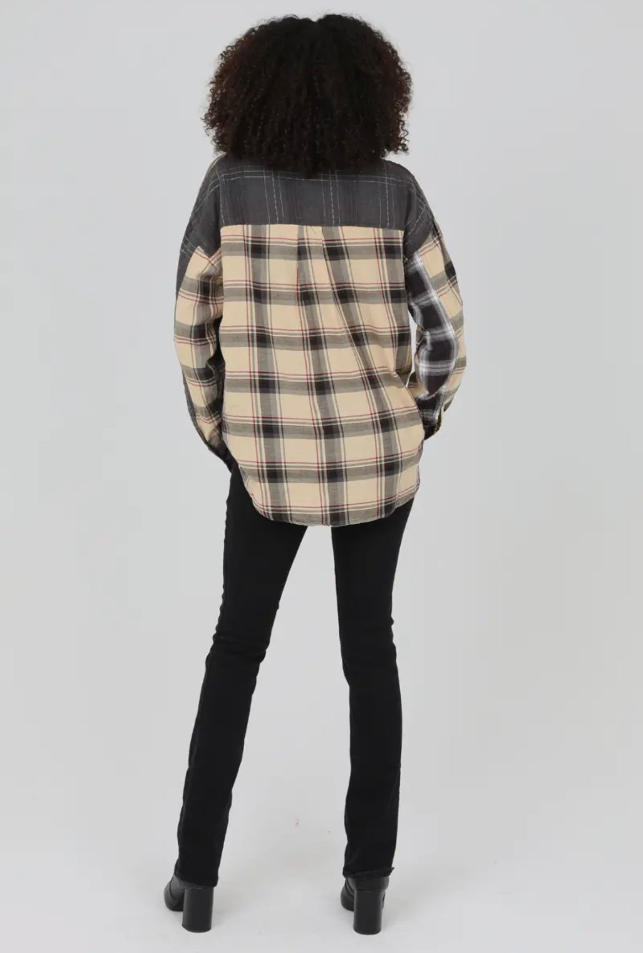 Mixed Plaid Relaxed Fit Shirt