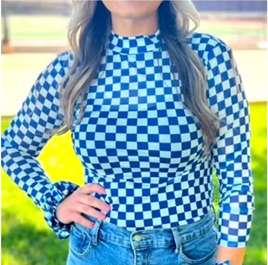 Pep Rally Mesh Top- Blue