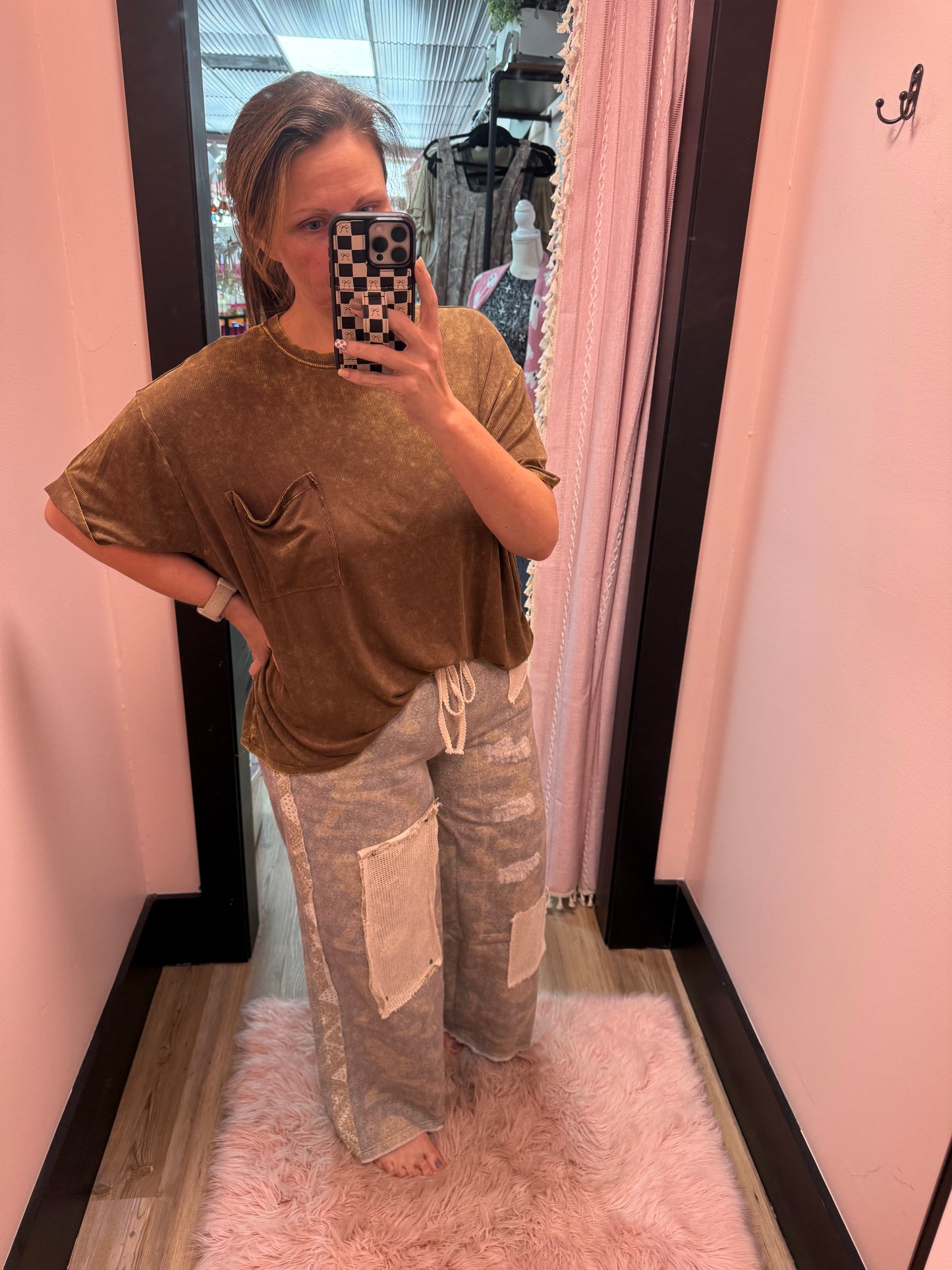 Pol Stud Detail Woven Denim Pants