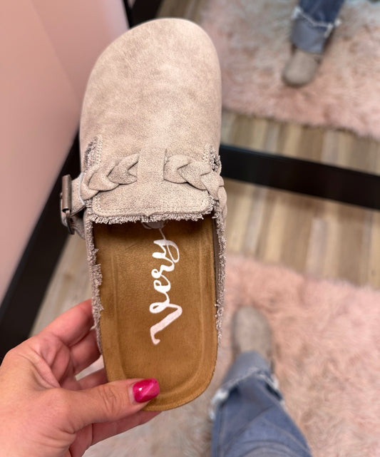 Very G Stone Grey Braided Slides