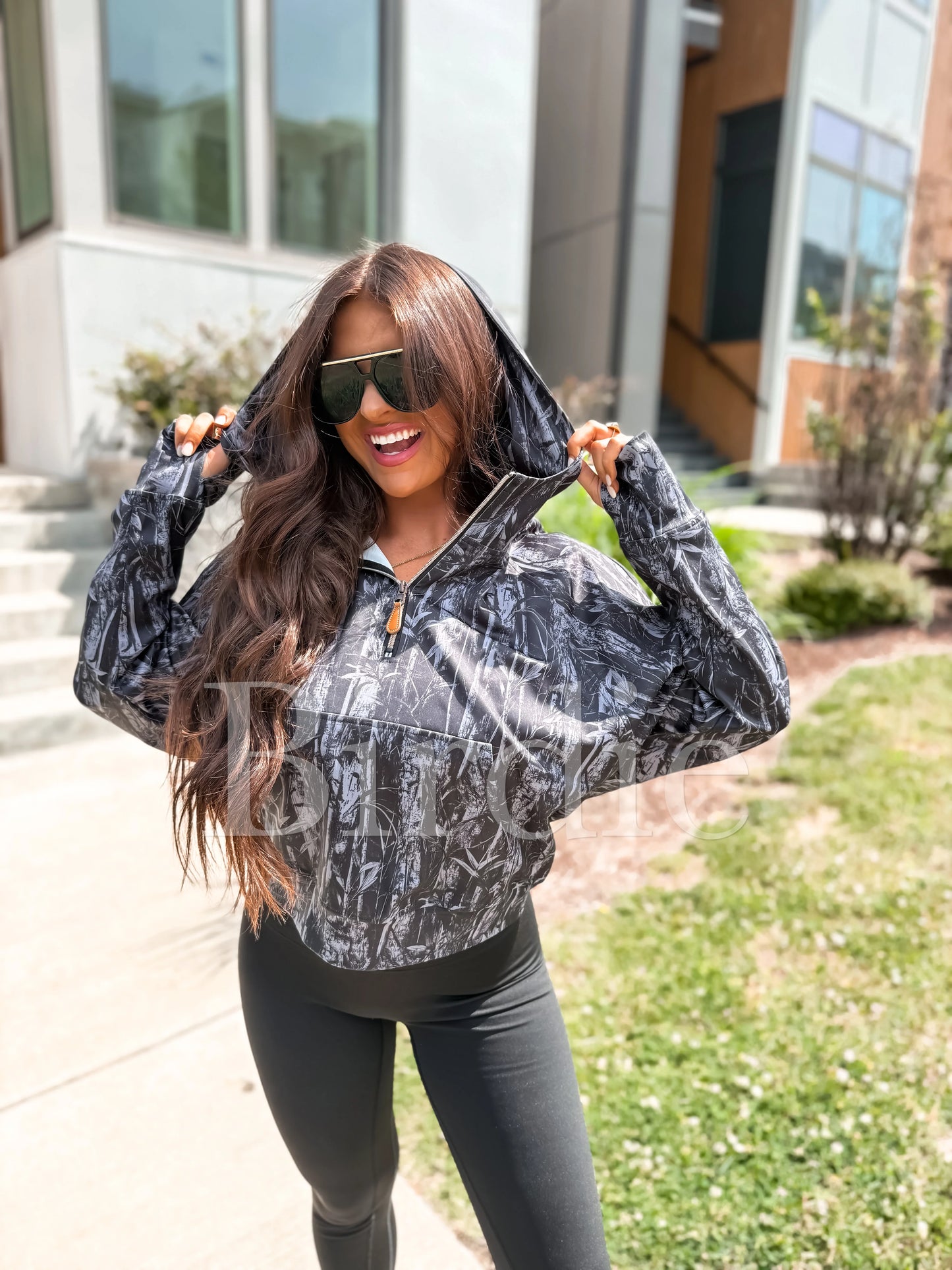 BIRDIE Summer Quarter Zip Pullover in Blackout Dark Camo