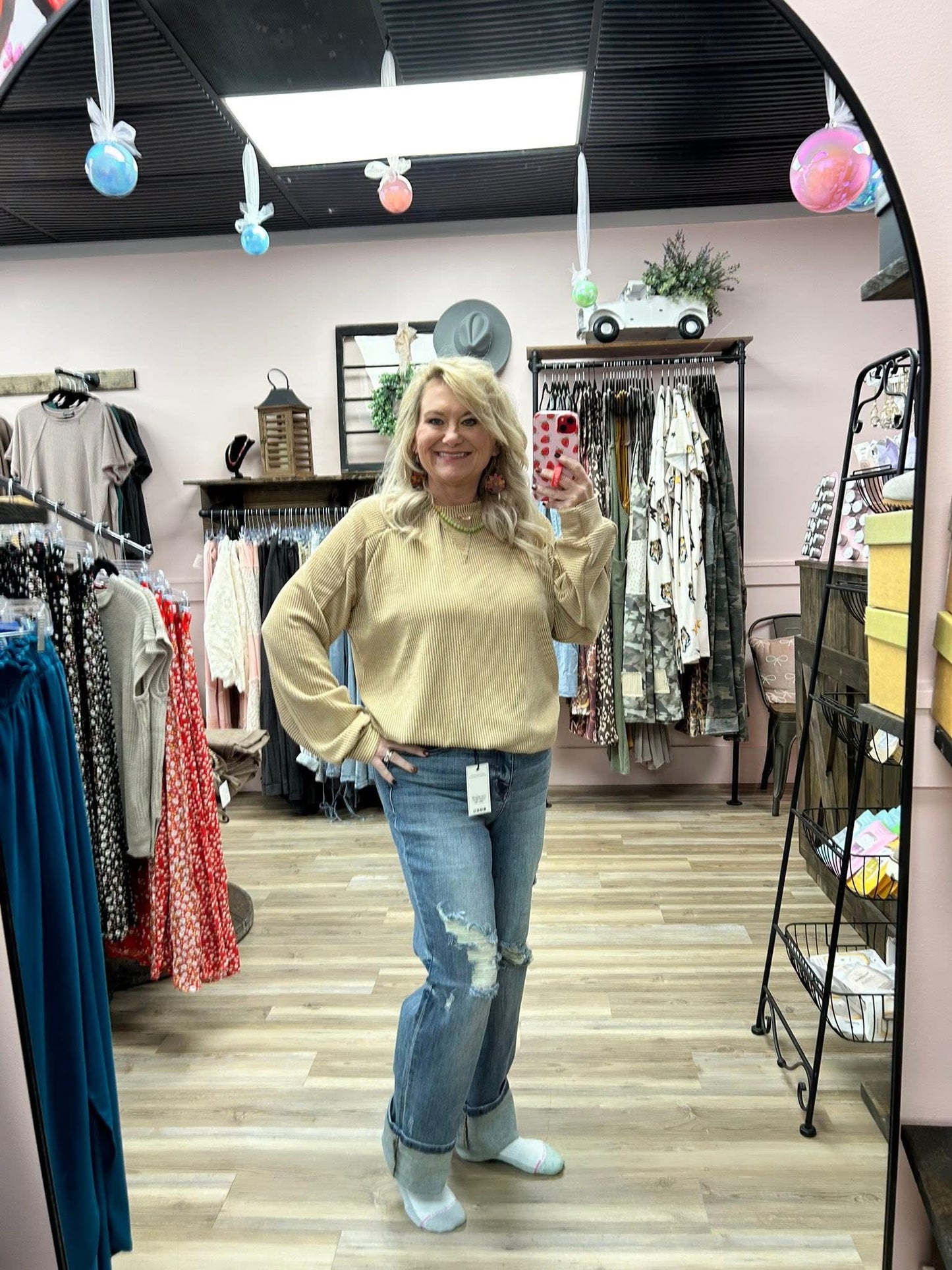 Ribbed Knit Top - Taupe