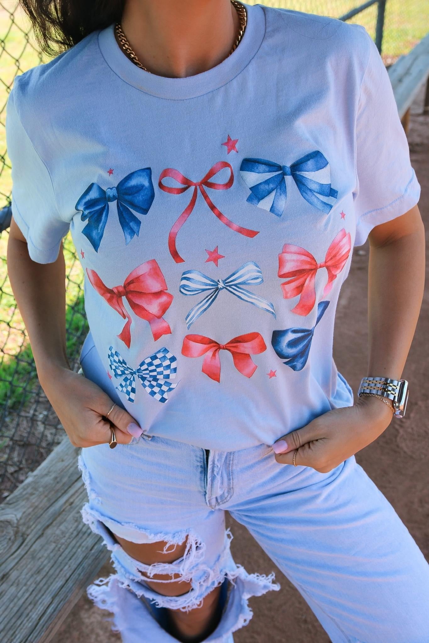 Red White and Bows Graphic Tee