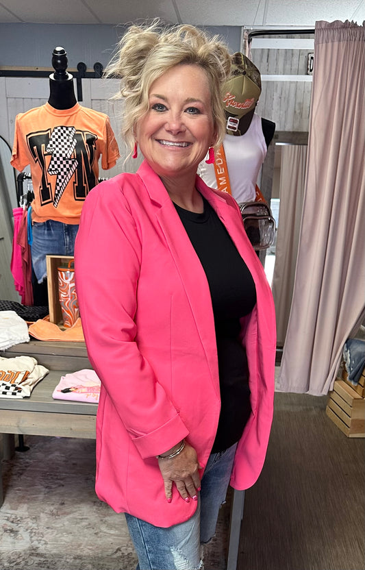 Pink Woven Blazer