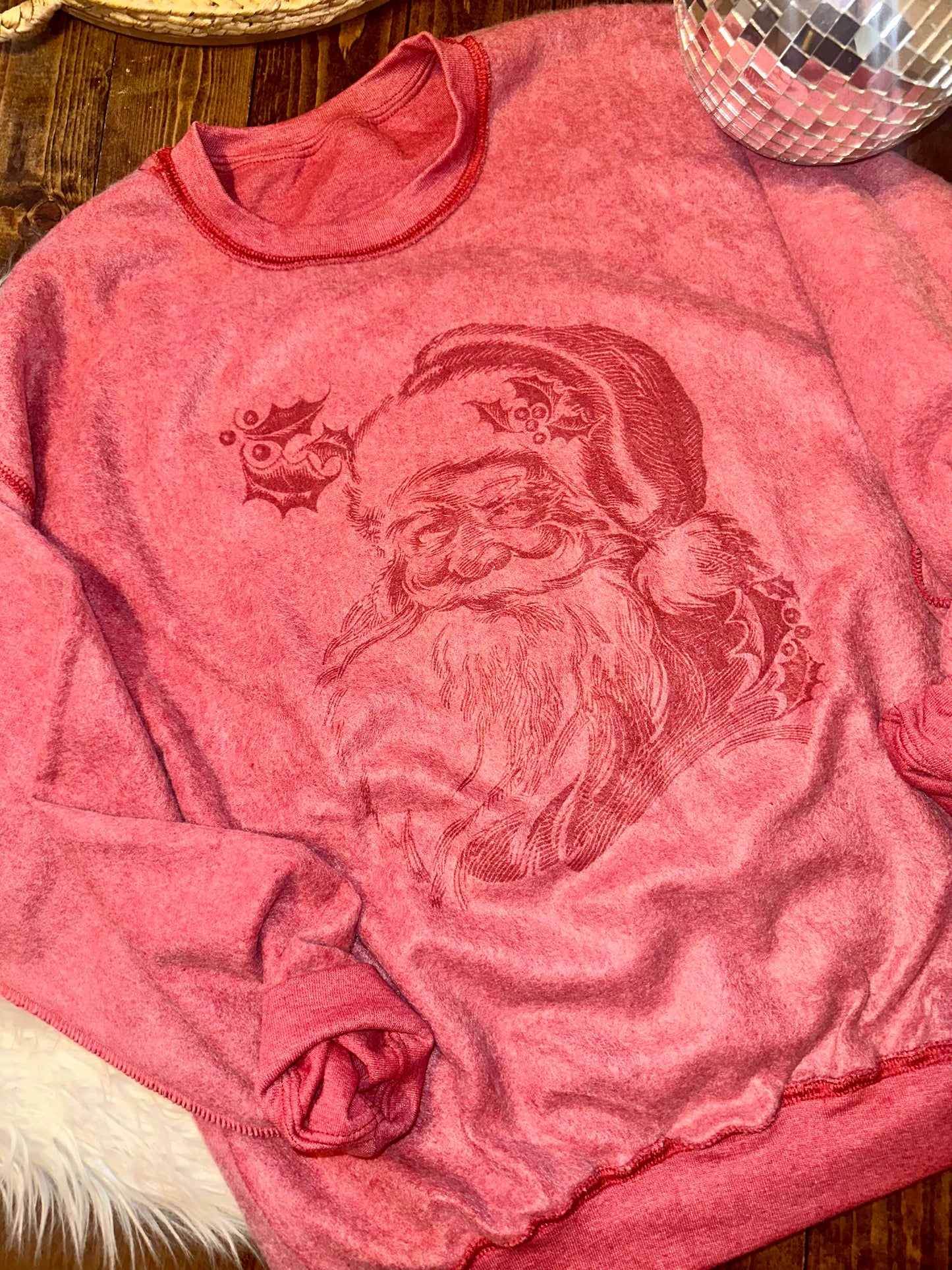 Vintage Farmhouse Santa Inside Out Graphic Sweatshirt