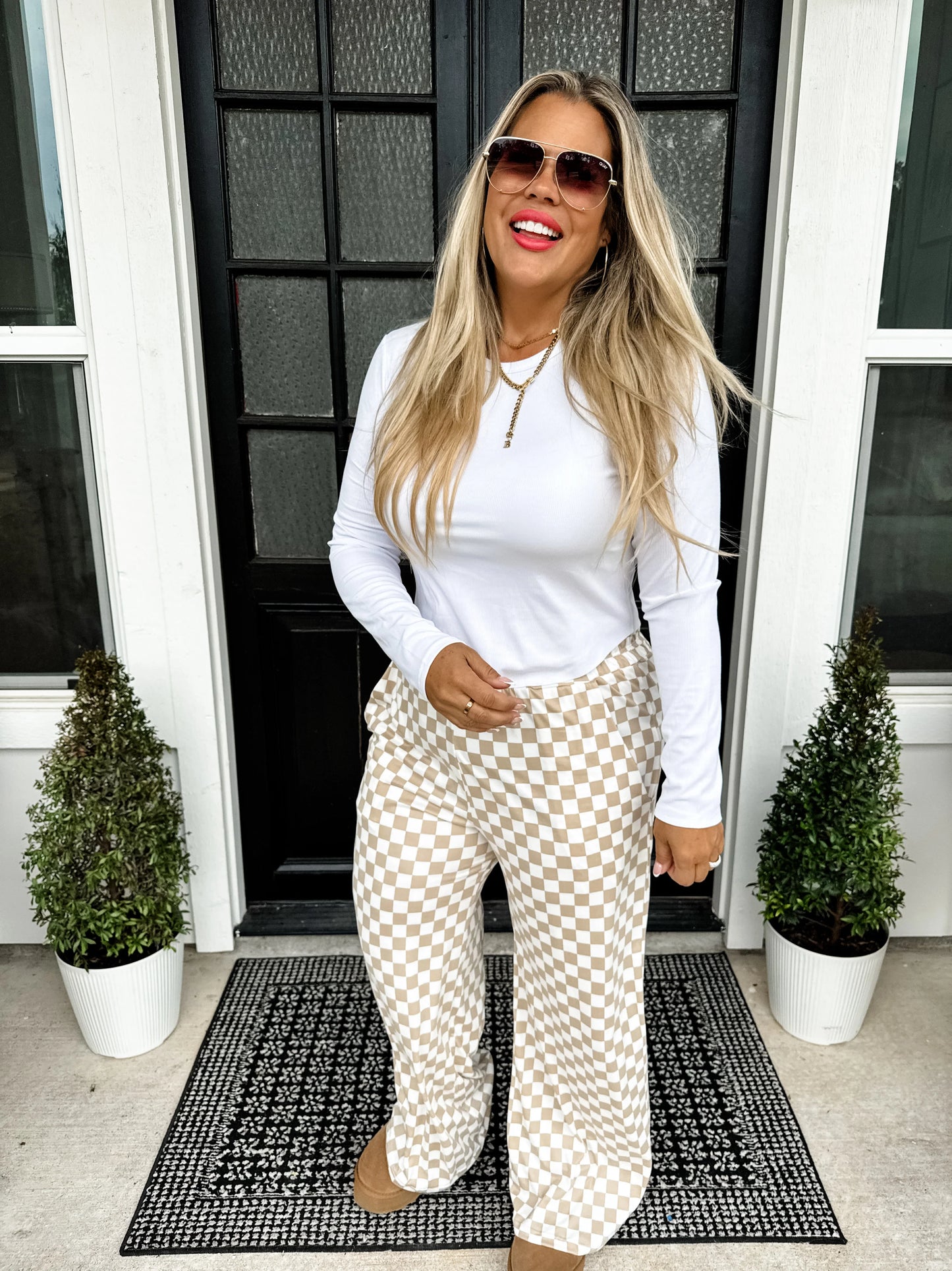 PREORDER - Bold Block Checker Pants - Neutrals