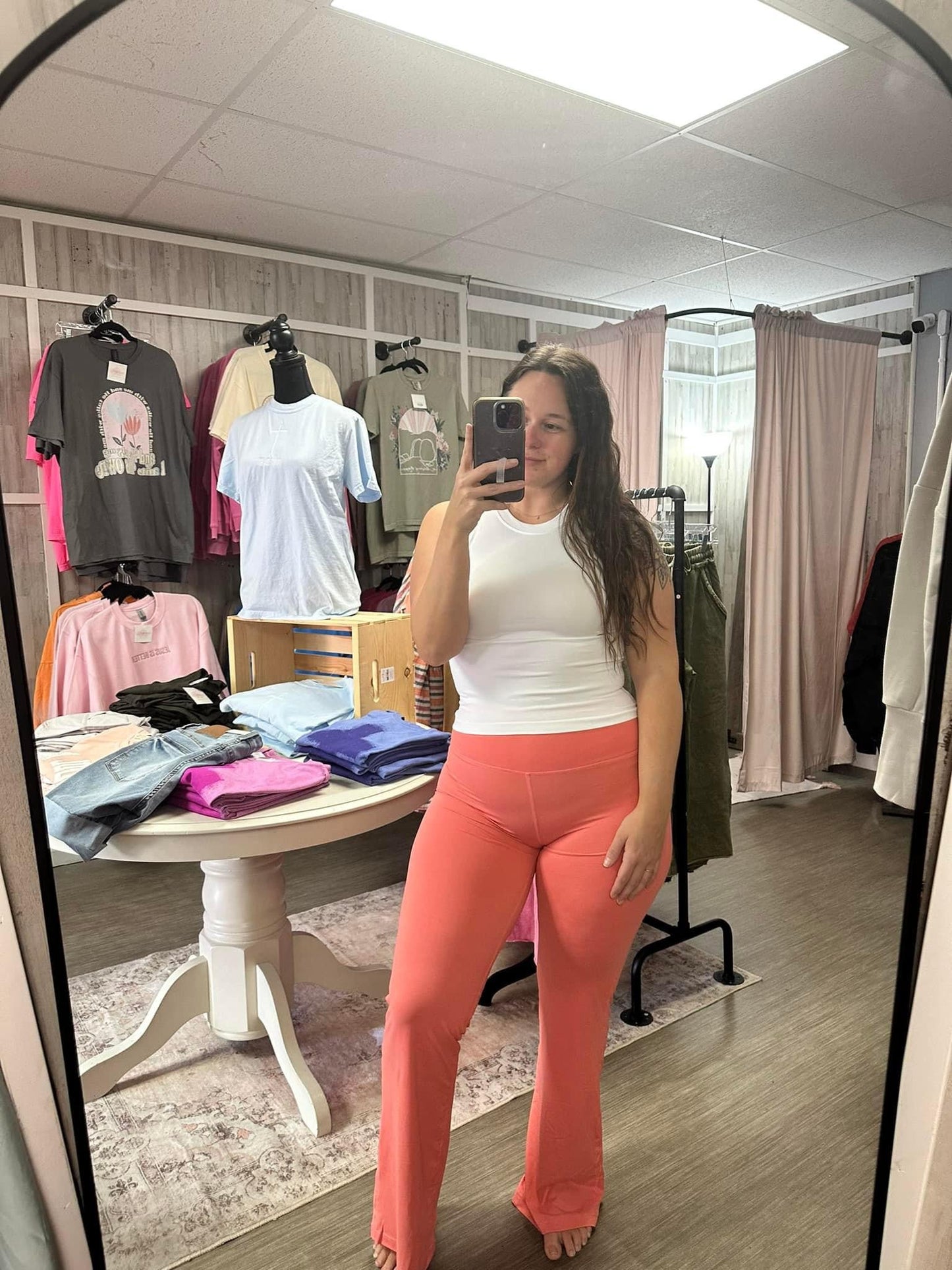 Coral Rose Flared Leggings