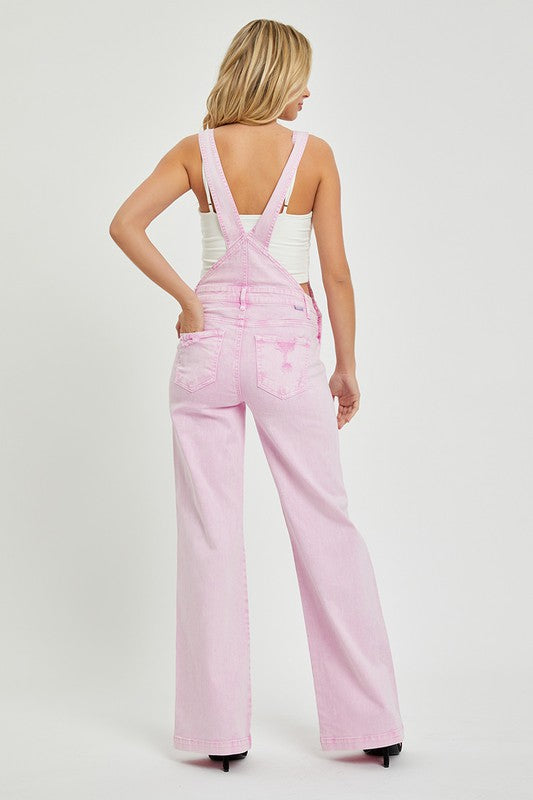Pink Acid Wash Jean Overalls