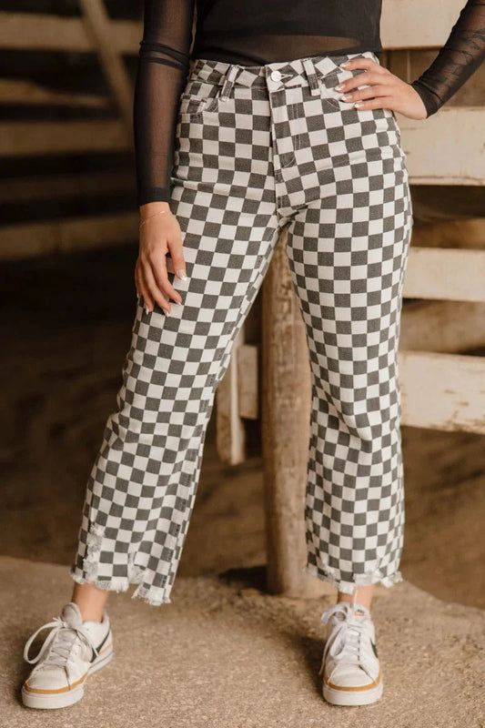 Fast Lane Checkered Jeans