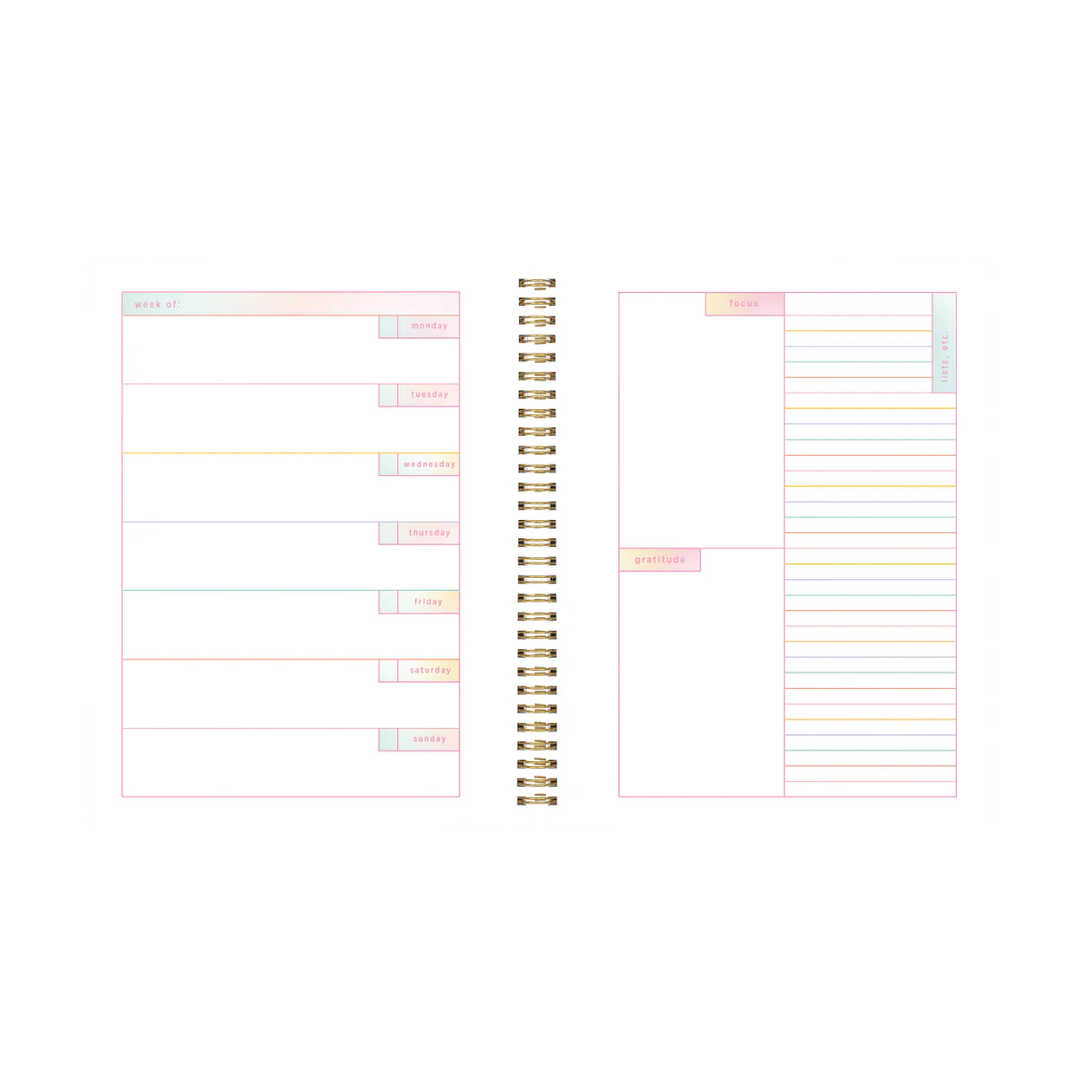 Undated Perpetual Planner - Rainbow Gradient Making Plans (Large)