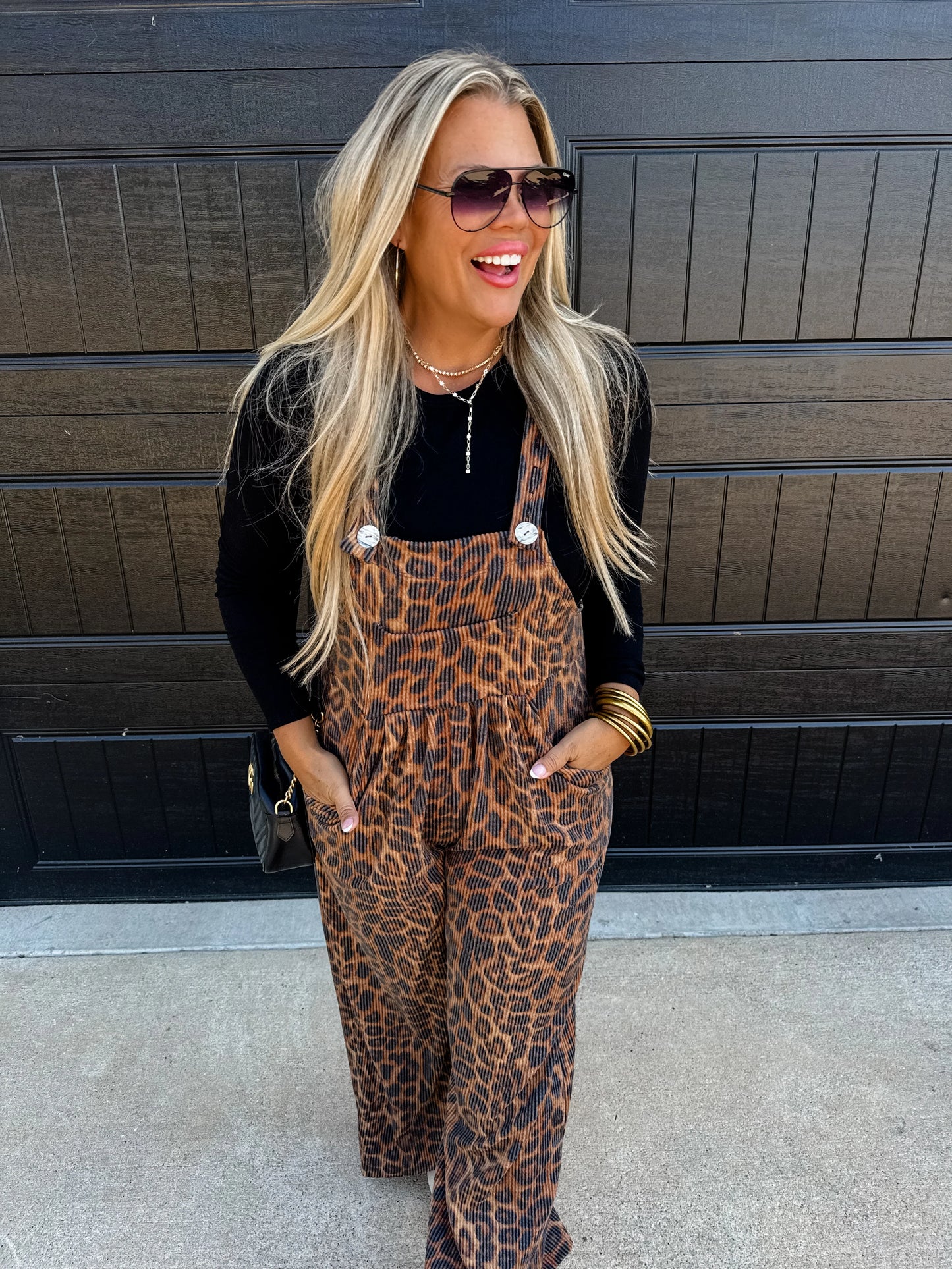 PREORDER - Cheetah and Solid Karli Boho Overalls