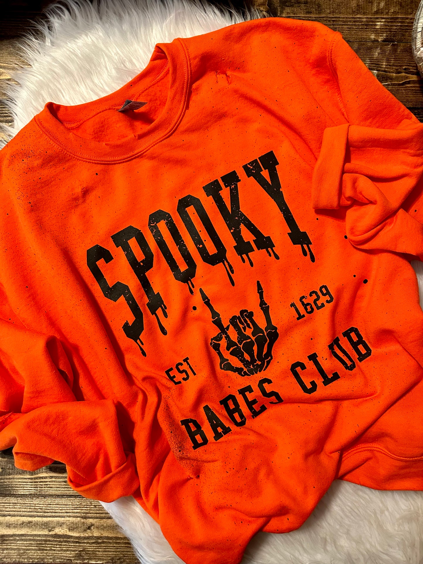 Spooky Babes Club Distressed Graphic Sweatshirt