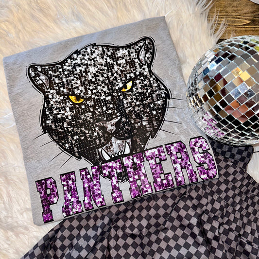 Panthers Faux Sequin Graphic Tee