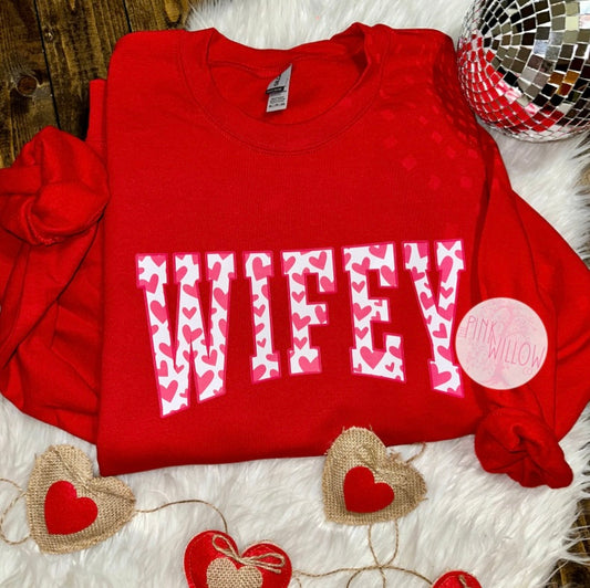 PRE-ORDER Wifey Valentine’s Hearts Graphic Sweatshirt