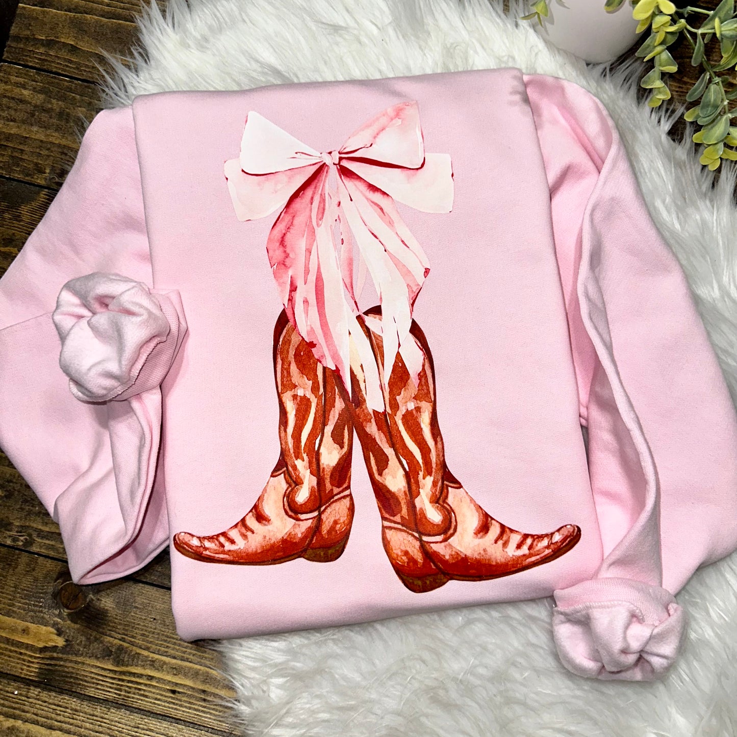 Coquette Bow Cowgirl Boots Graphic Sweatshirt