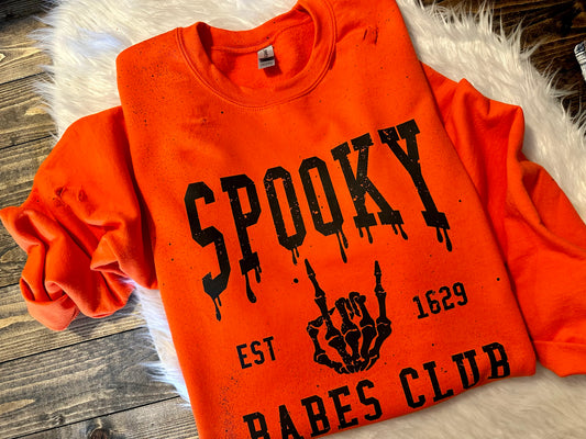 Spooky Babes Club Distressed Graphic Sweatshirt