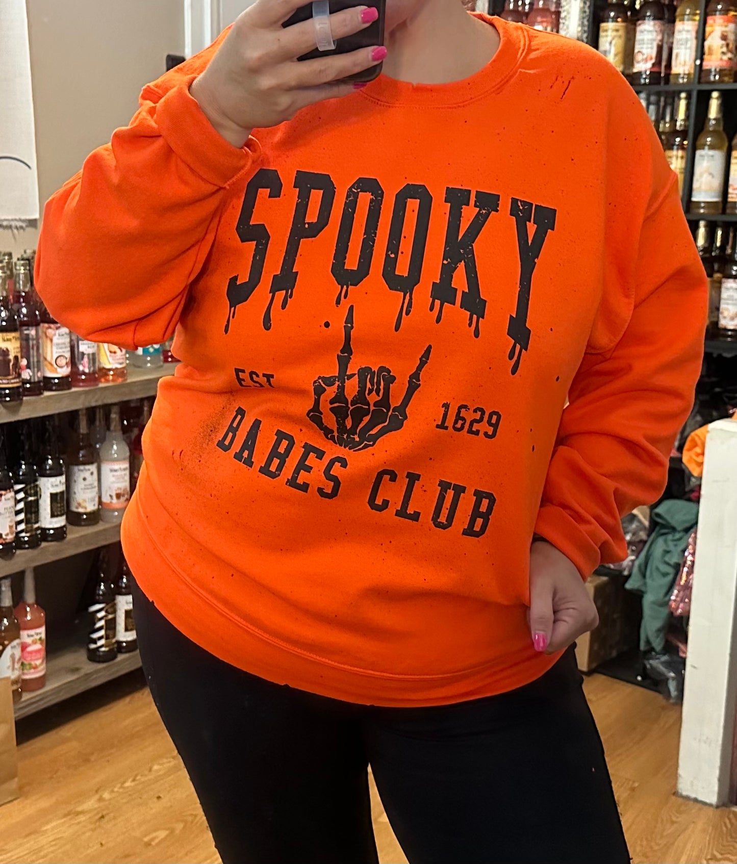 Spooky Babes Club Distressed Graphic Sweatshirt