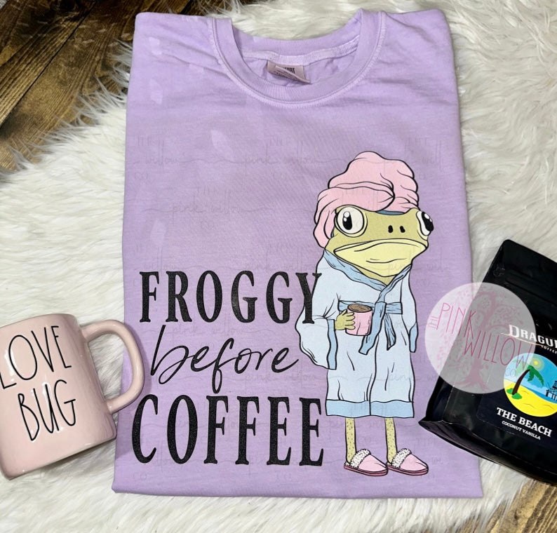 Froggy Before Coffee Graphic Tee