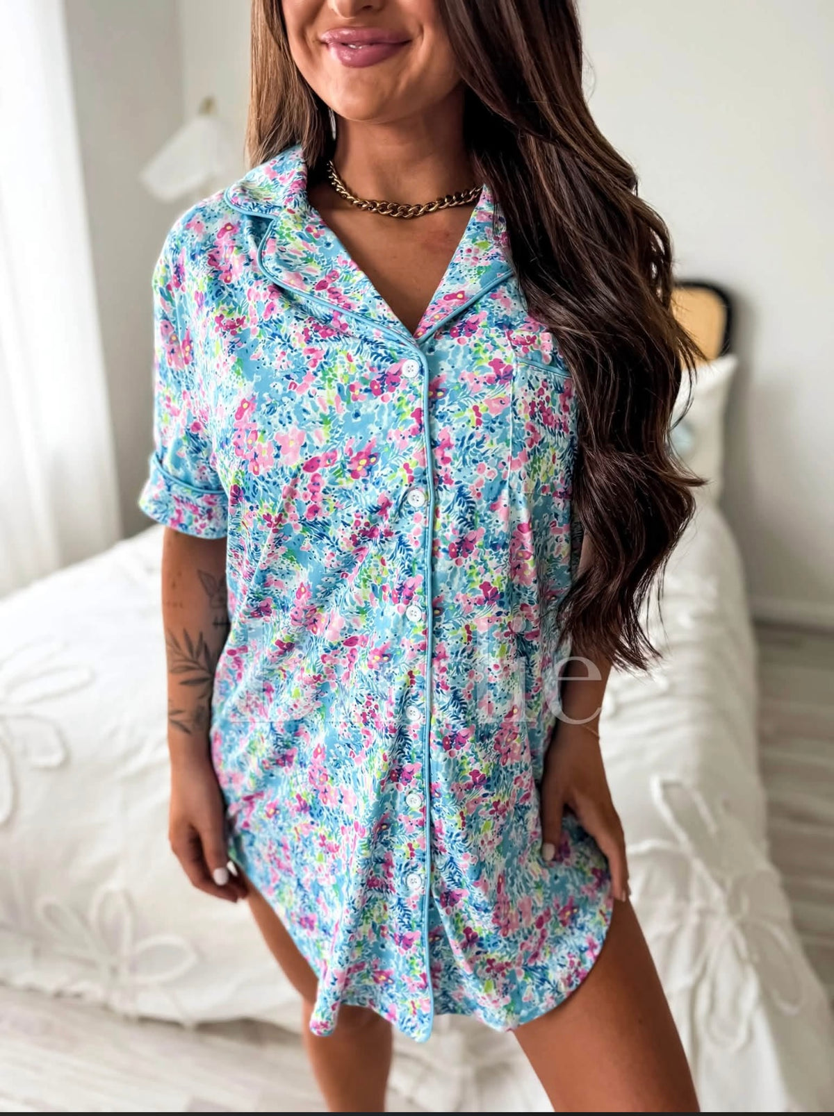 BIRDIE Tee Sleep Dress in Country Club Bloom