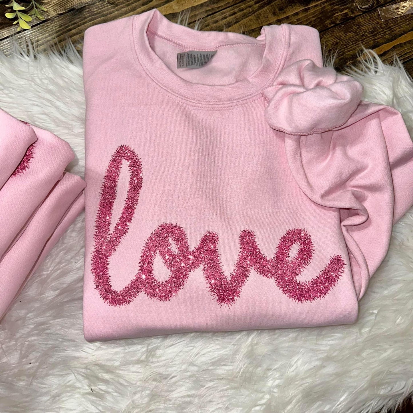 Faux Tinsel Love Graphic Sweatshirt